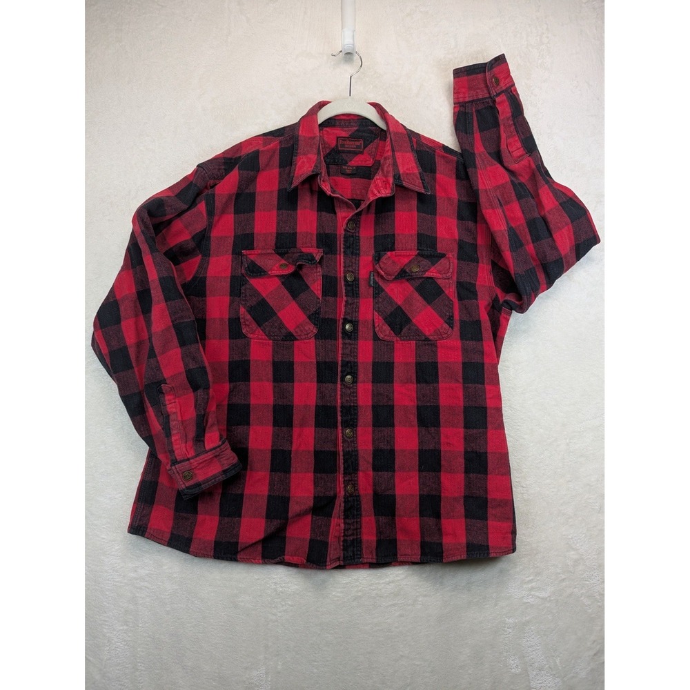 Five Brother Flannel Shirt Mens 2XL Red Black Buffalo Plaid Heavyweight Workwear